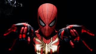 Spiderman outstretched glowing helmet realistic - his hands out free wallpaper