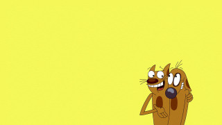 Cartoon dog smile yellow background - a big smile free wallpaper
