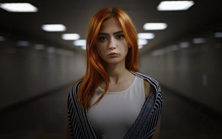 Elina karimova red hair hallway - jacket free wallpaper