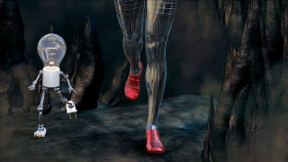 Robot woods lightbulb redshoe firth - metaphysical painting free wallpaper