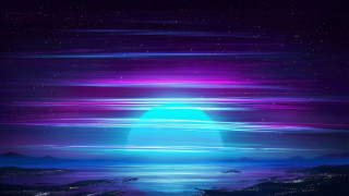 Bright blue purple sky stars - synthwave style free wallpaper for desktop