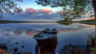 Lake sunset dock pink cloud - the shore of a lake free wallpaper for desktop