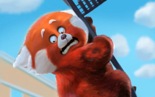 Red panda tennis racket clouds - a digital painting free wallpaper for desktop