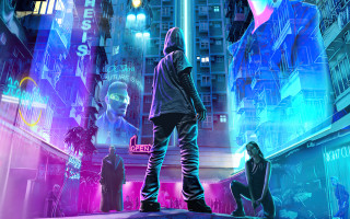 Man ledge city night neon - a ledge in a city free wallpaper