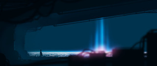 Tall building blue light hologram - a view free wallpaper