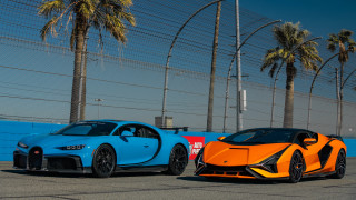 Bugatti parking lot palm trees - vibrant color free wallpaper