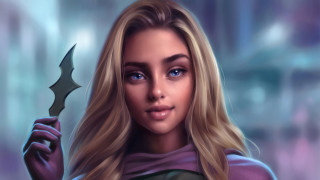 Blonde woman knife fantasy portrait - fantasy character portrait free wallpaper