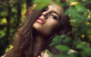 Woman forest sky portrait nature - her eye free wallpaper for desktop