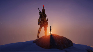 Snowy hill heroic sword sunset - hill free wallpaper