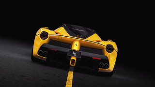 Yellow sports car 3d render - rear free wallpaper