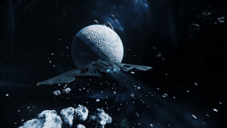 Space ship rocky surface moon - a few star free wallpaper