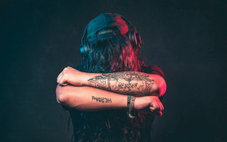 Woman tattoo hat futurism biomechanical - cubofuturism free wallpaper for desktop