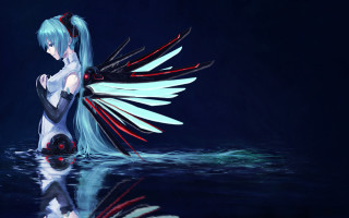 Bluehair wings water zebra cyberpunk - a black background behind her free wallpaper