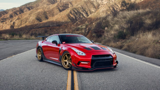 Red sports car mountain road 12 - a road in front free wallpaper
