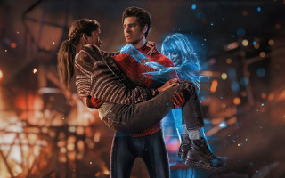 Man holding woman spiderman farfromhome - far free wallpaper
