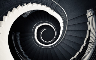 Spiral staircase black white railings - alexander rodchenko free wallpaper