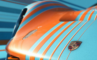 Blue orange sports car red - 8k photorealistic free wallpaper