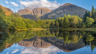 Mountain reflection lake trees background - david paton free wallpaper
