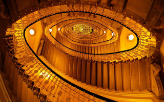Spiral staircase clock ceiling lights - art deco free wallpaper