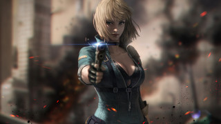 Woman gun city street blonde - a gun in a city street free wallpaper