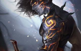 Man sword demon face flame - a sword and a demon face free wallpaper