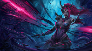 Woman sword cave demons art - her back and a demon free wallpaper