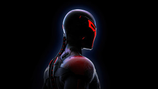 Futuristic man red helmet cyberpunk - a futuristic man free wallpaper