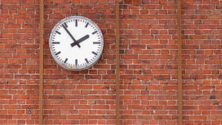 Clock brick wall window bars - bar free wallpaper
