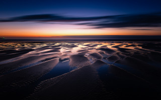Sunset beach clouds sand reflection - sandy free wallpaper