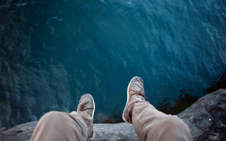 Rock figure water depth cave - sense of depth free wallpaper