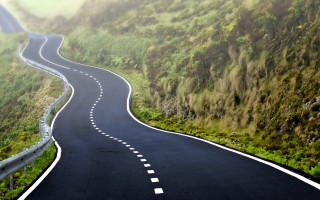 Curved road mountain white line - road free wallpaper for desktop