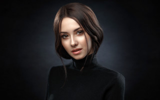 Elina karimova black turtleneck portrait - american barbizon school free wallpaper for desktop