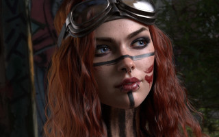 Painted face goggles cyberpunk blue - cgstudio free wallpaper