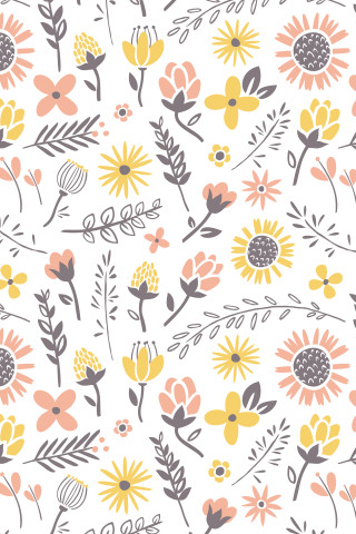 Flower pattern yellow gray white - free flowers wallpaper for mobile