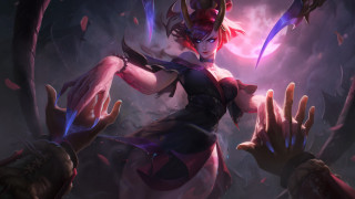 Demon horned woman night sky - her right hand free wallpaper