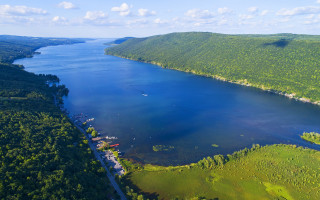 Lake forest hillside boat sky - lake free wallpaper