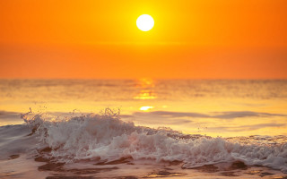 Sunset ocean wave orange sky - dave melvin free wallpaper for desktop