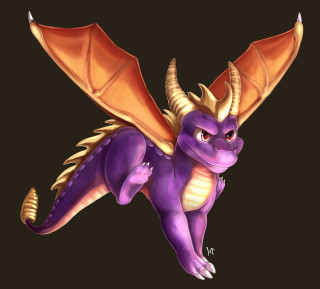 Purple gold dragon flying wings - dragon free wallpaper