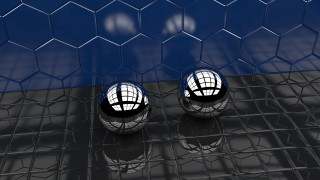 Shiny balls black surface blue - background behind them free wallpaper for desktop