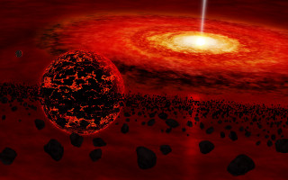 Red black white light space - picture free wallpaper