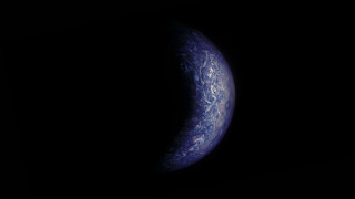 Blue planet moon space art - a dark sky background free wallpaper