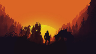 Horseman forest sunset silhouette autumn - horseback free wallpaper