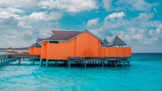 House pier ocean cloudy sky - a pier in the background free wallpaper