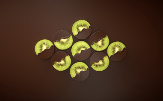 Kiwi slices brown surface dark - viennese actionism free wallpaper