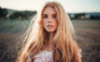 Blonde woman field grass neo - long blonde hair free wallpaper