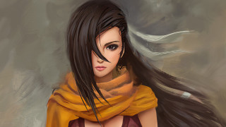 Woman scarf brown dress fantasy - a yellow scarf free wallpaper