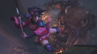 Woman pink outfit sword demon - chen chun free wallpaper