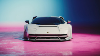 White sports car pink blue 2 - room free wallpaper