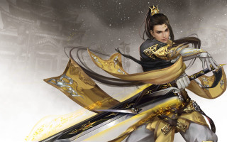 Woman crowned sword aurora night - emperor huizong of song free wallpaper