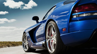 Blue cobra sportscar road puzzle - rear free wallpaper